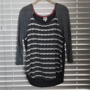 Anthropologie grey and white top